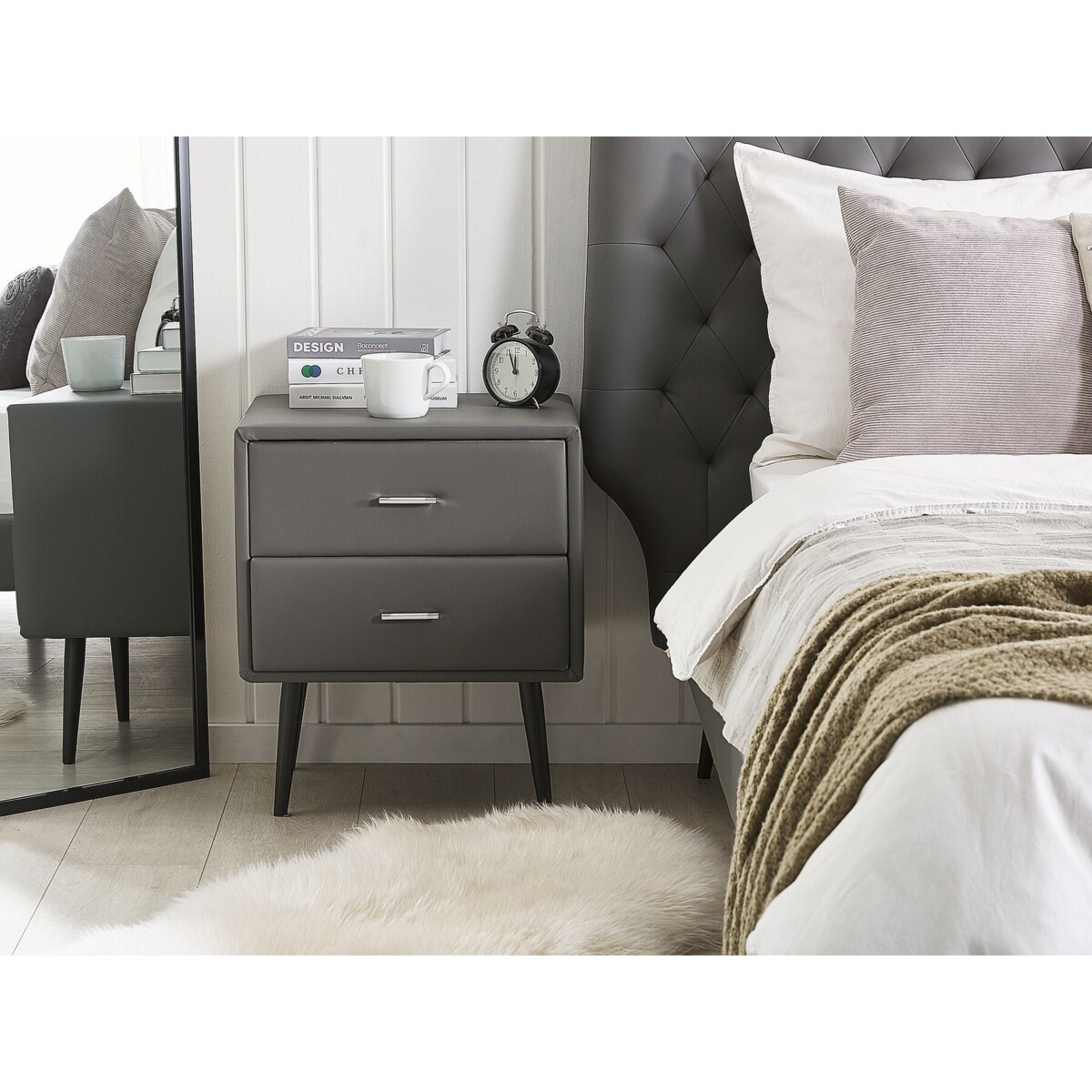 Szafka nocna ekoskóra szara ESSONNE