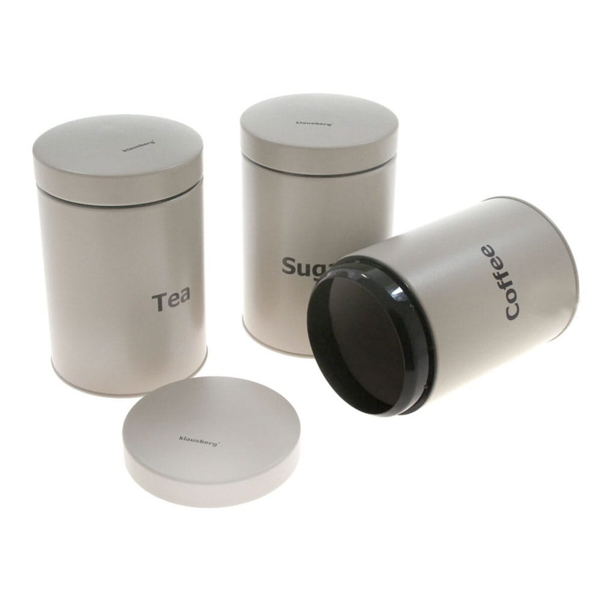 Zestaw 3 pojemników kuchennych beżowy KLAUSBERG