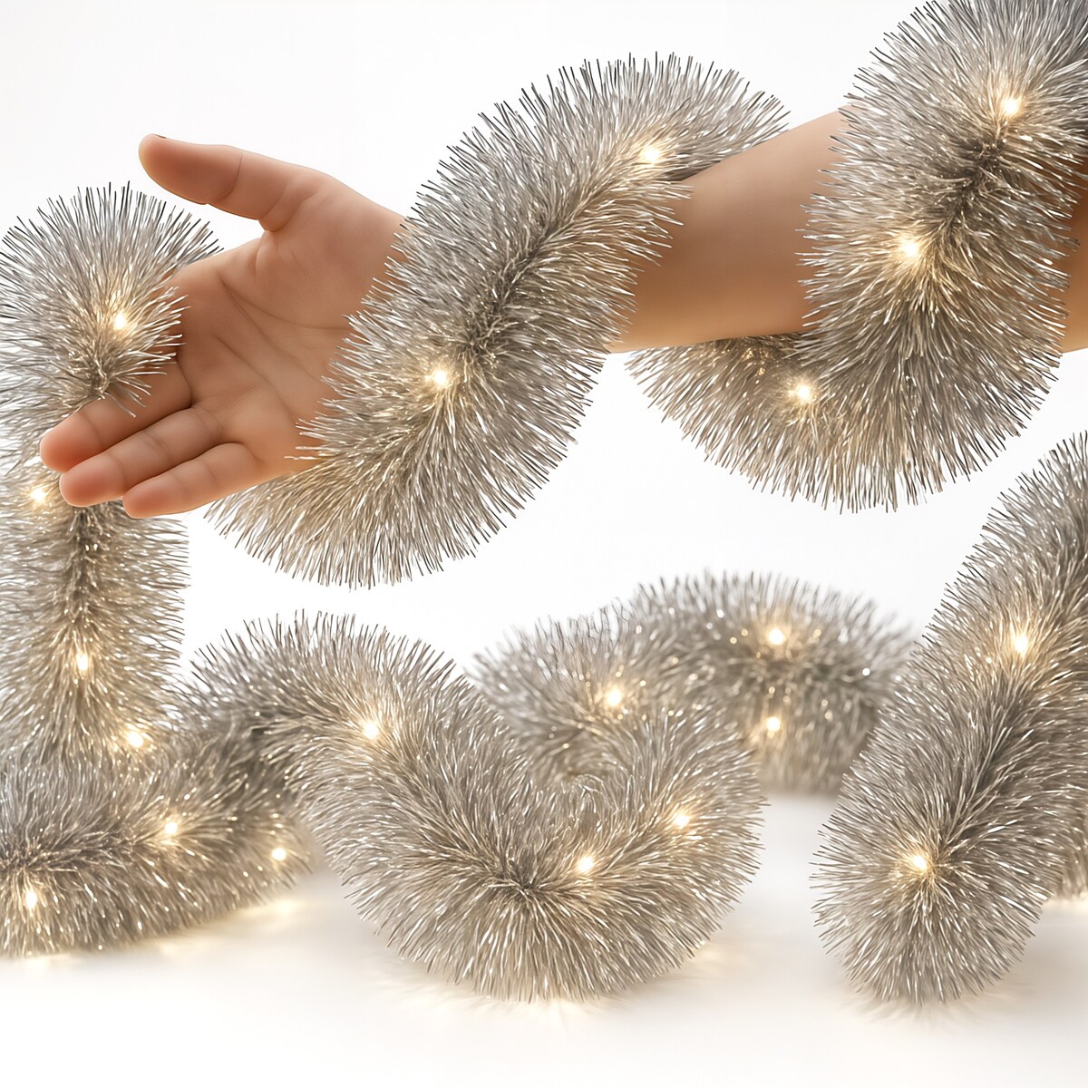 Łańcuch Led Choinkowy Srebrny Na Baterie Świąteczny Na Choinkę 6 Metrów