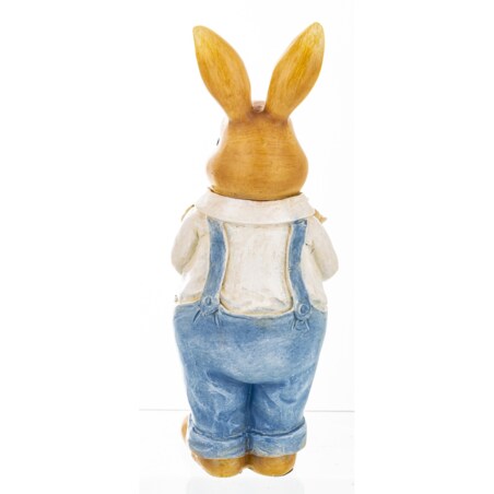 Figurka - królik w niebieskim płaszczu 20x7,5x8 cm CONTENIDO-2 z bukietem kwiatów