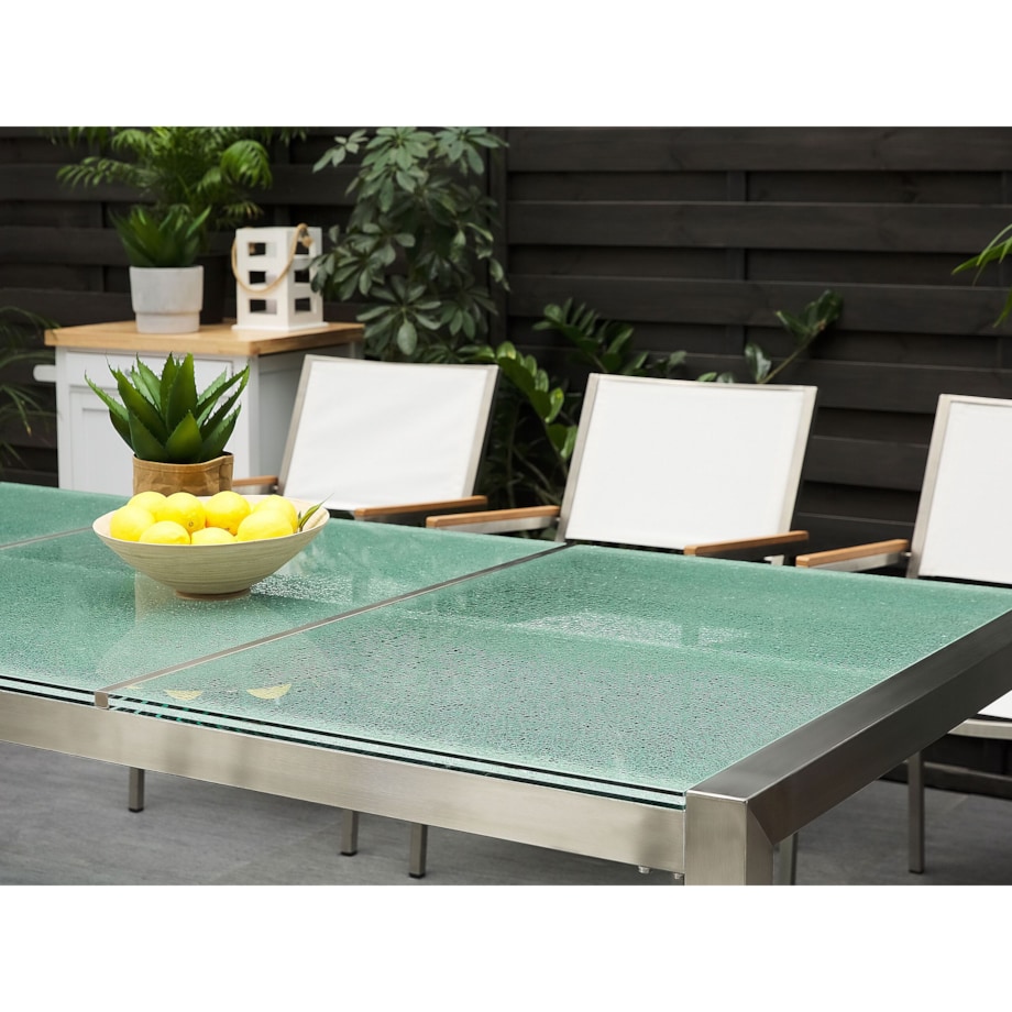 Zestaw ogrodowy dla 8 osób GROSSETO Szkło tłuczone Przezroczysty/ biały