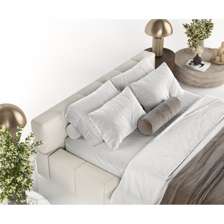 Łóżko tapicerowane MILOS 160x200 z pojemnikiem, Biały, tkaniana Bubble 01