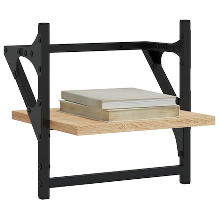 vidaXL Półki ścienne z drążkami, 2 szt., dąb sonoma, 30x25x30 cm