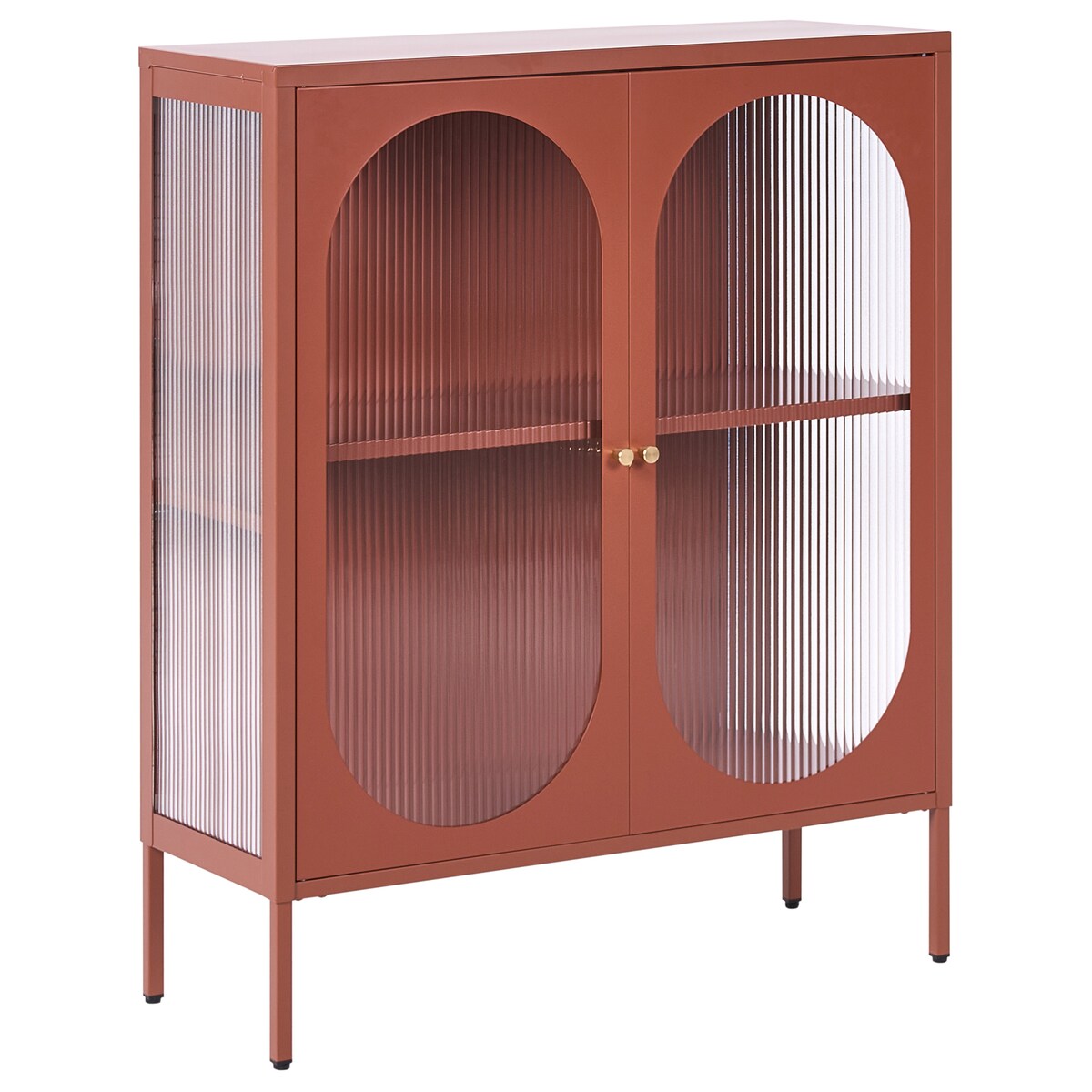 Szafka ze szklanymi drzwiami SARRE Metal 90 cm Złoty brąz