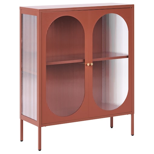 Szafka ze szklanymi drzwiami SARRE Metal 90 cm Złoty brąz