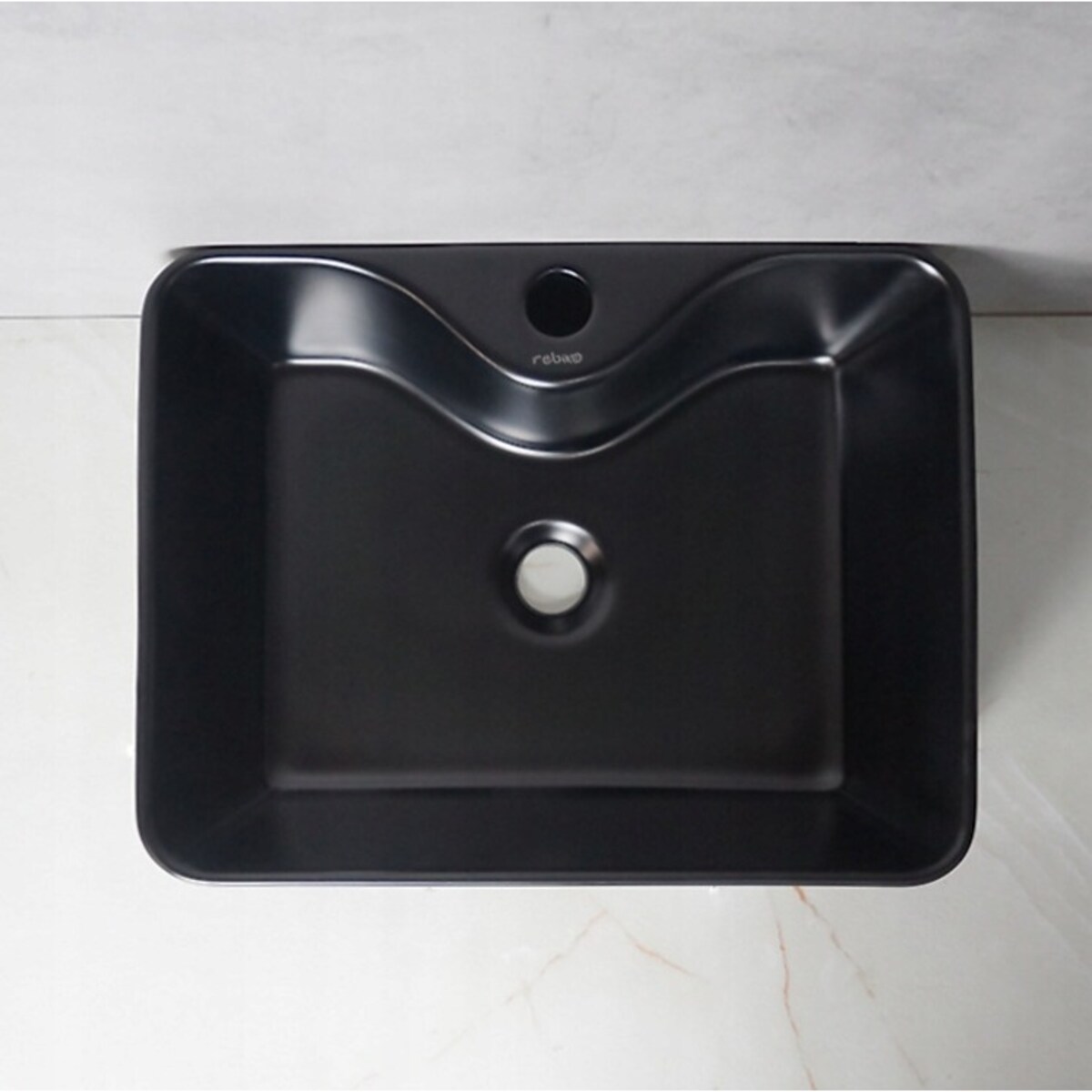 Umywalka nablatowa ceramiczna czarna 48x38cm