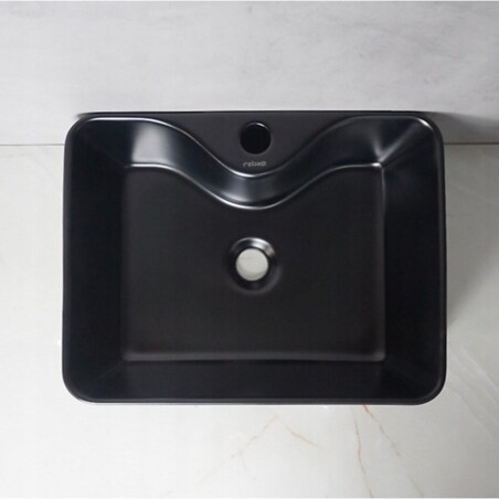 Umywalka nablatowa ceramiczna czarna 48x38cm