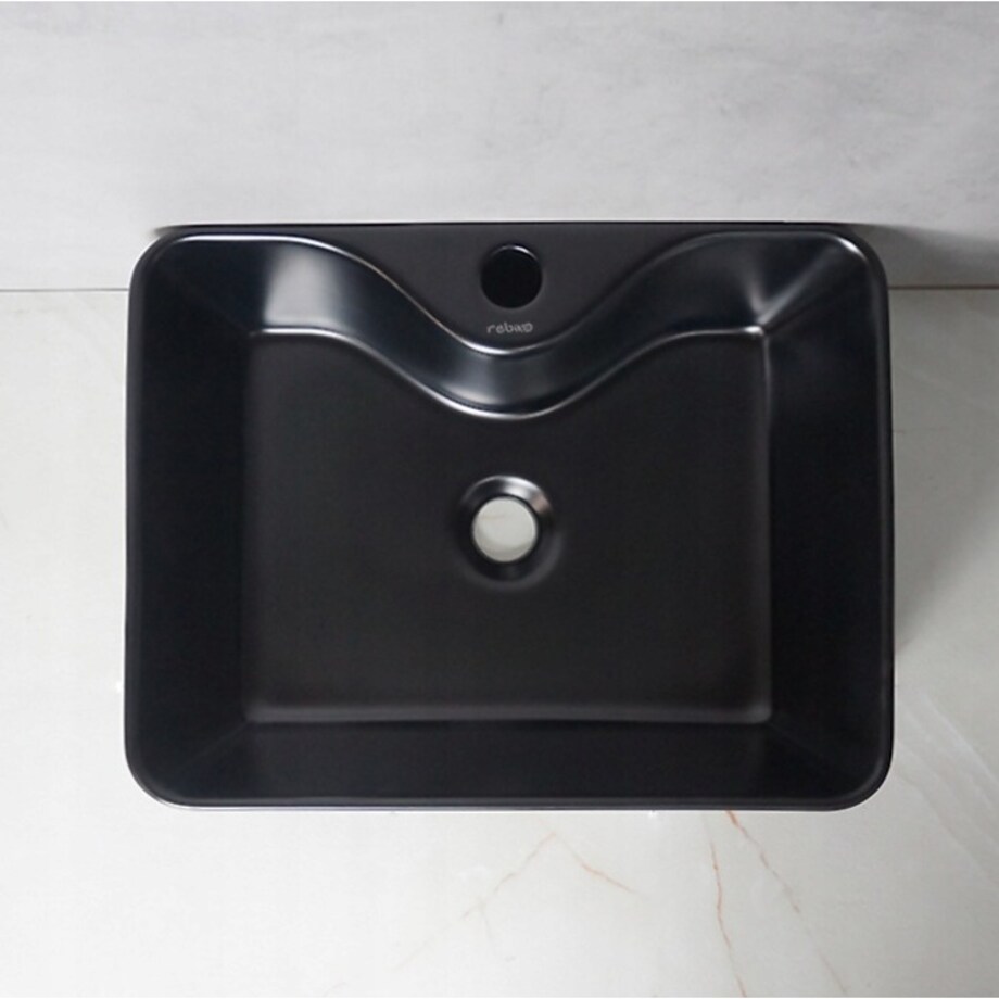 Umywalka nablatowa ceramiczna czarna 48x38cm