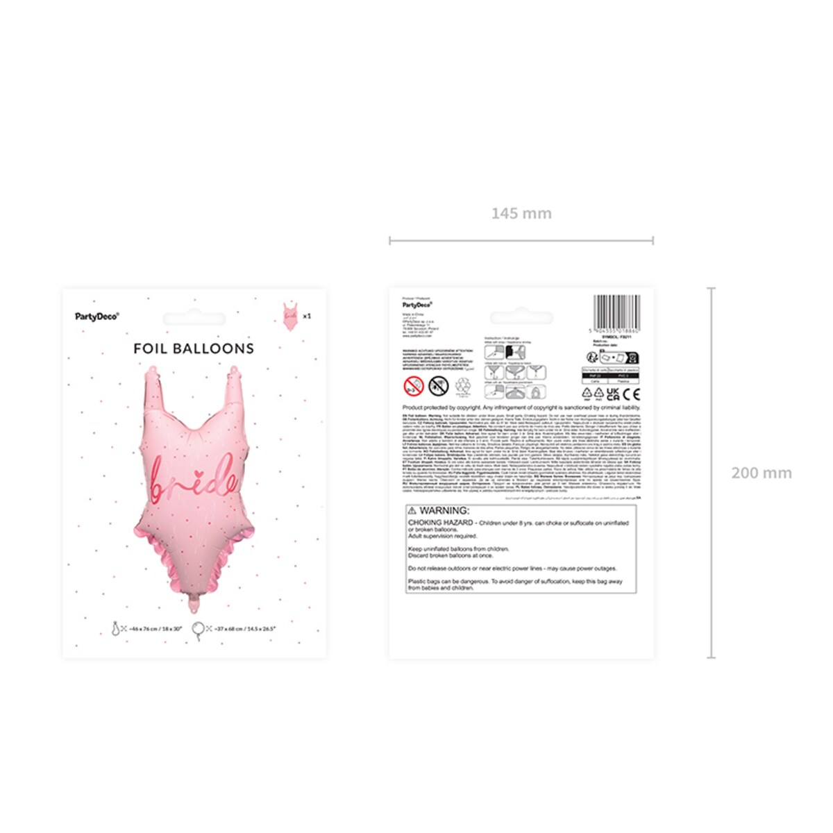 Balon foliowy Strój kąpielowy, 46x76 cm, mix