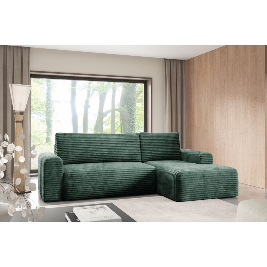 Narożnik SONTII z funkcją spania gruby sztruks Kolor: TILIA 39