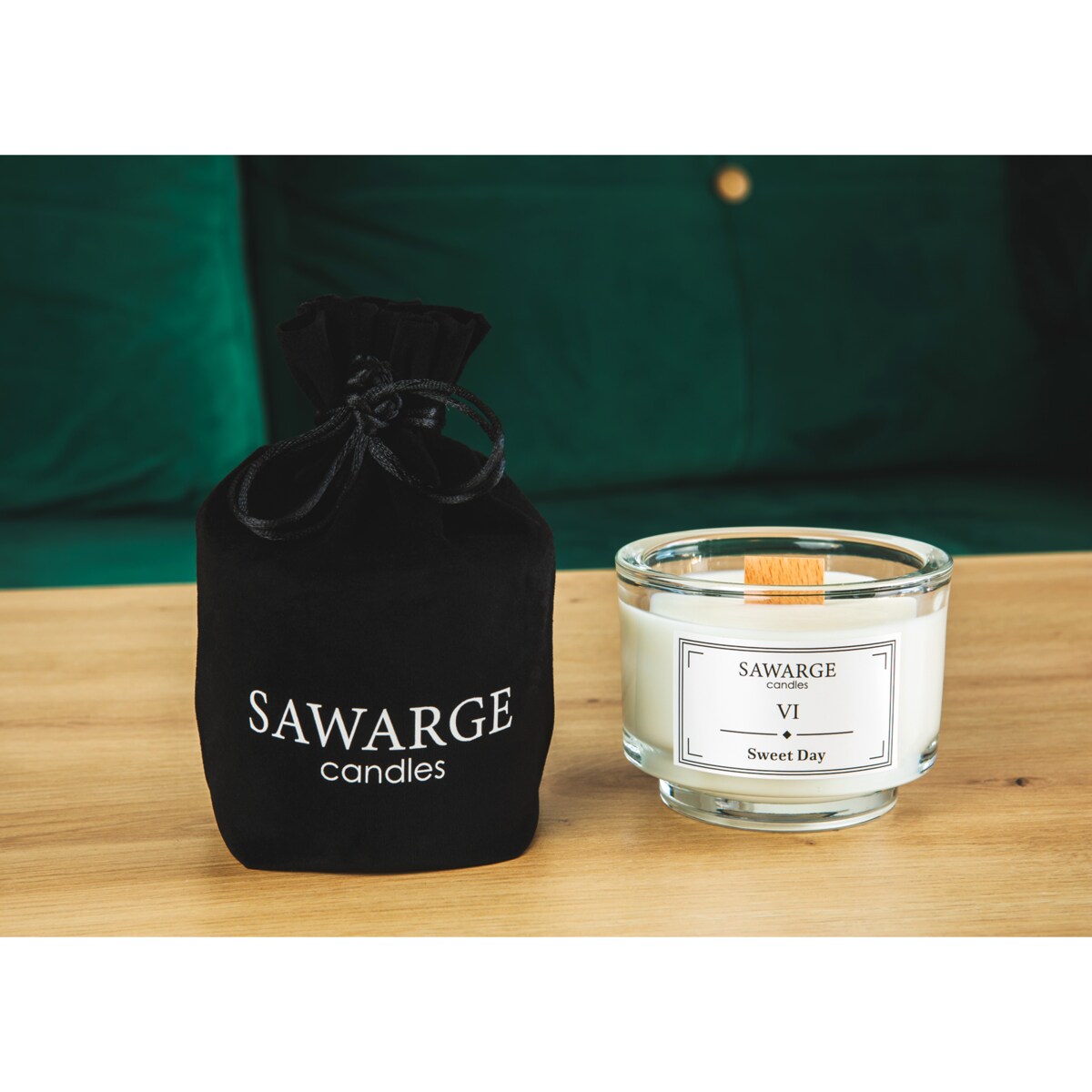 Świeca Zapachowa Sojowa No6 /Drewniany Knot/35h/Sweet Day/150g