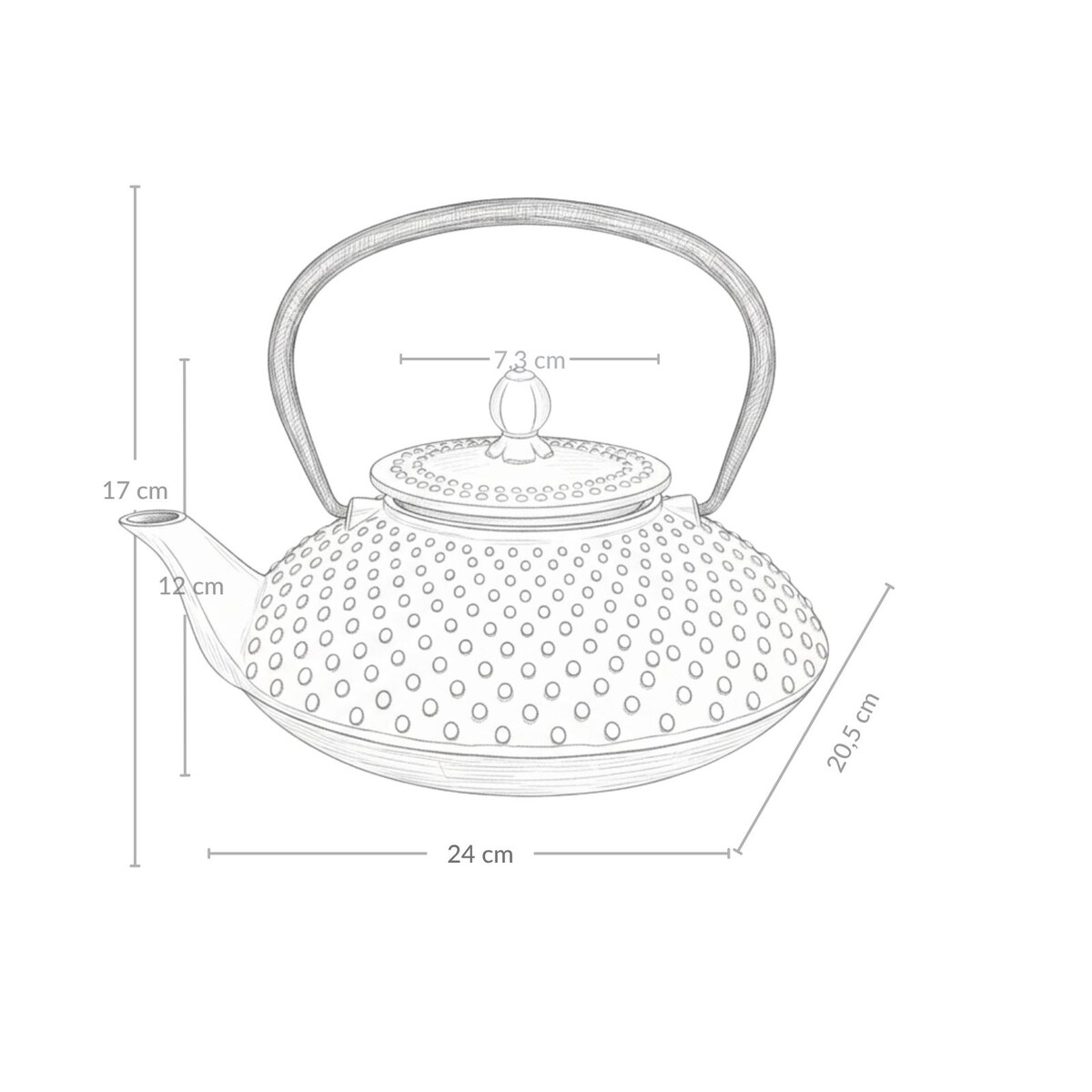 Czajnik żeliwny z zaparzaczem MIKA, 1250 ml
