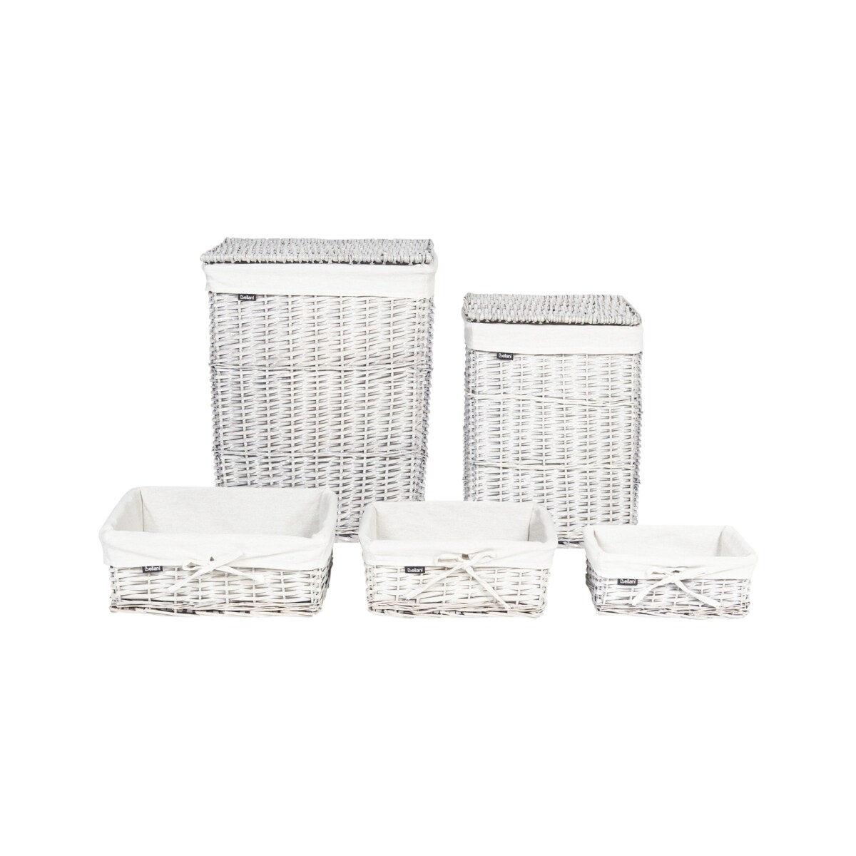 Zestaw 5 koszy wiklinowych szary ELLA