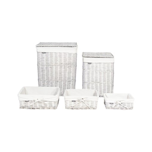 Zestaw 5 koszy wiklinowych szary ELLA