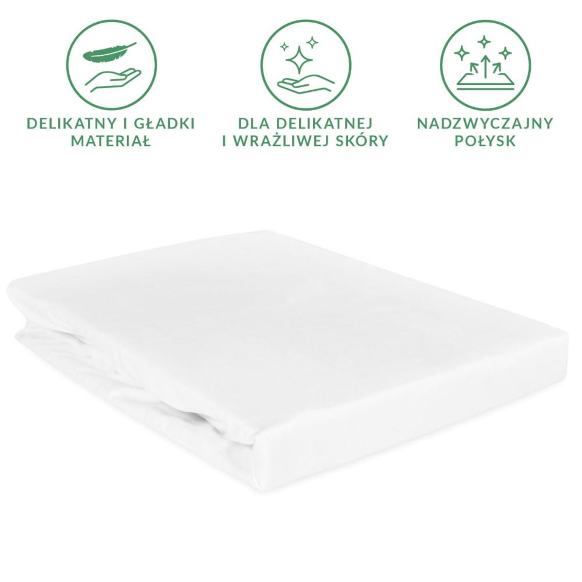 Prześcieradło satynowe z gumką białe 180 x 200 cm