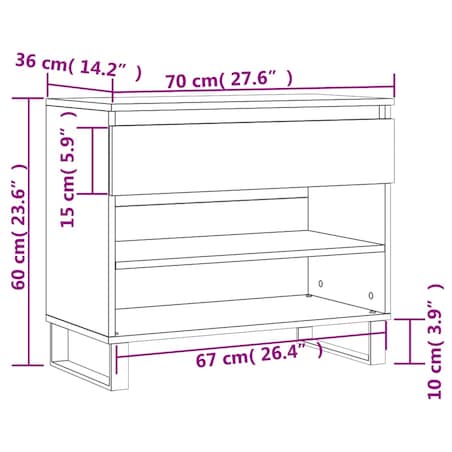 vidaXL Szafka na buty, szarość betonu, 70x36x60 cm