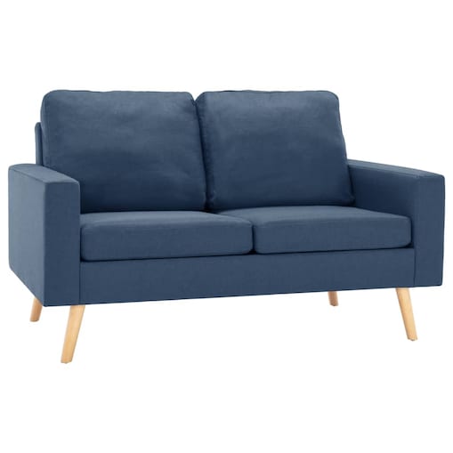 vidaXL 2-osobowa sofa, niebieska, tapicerowana tkaniną