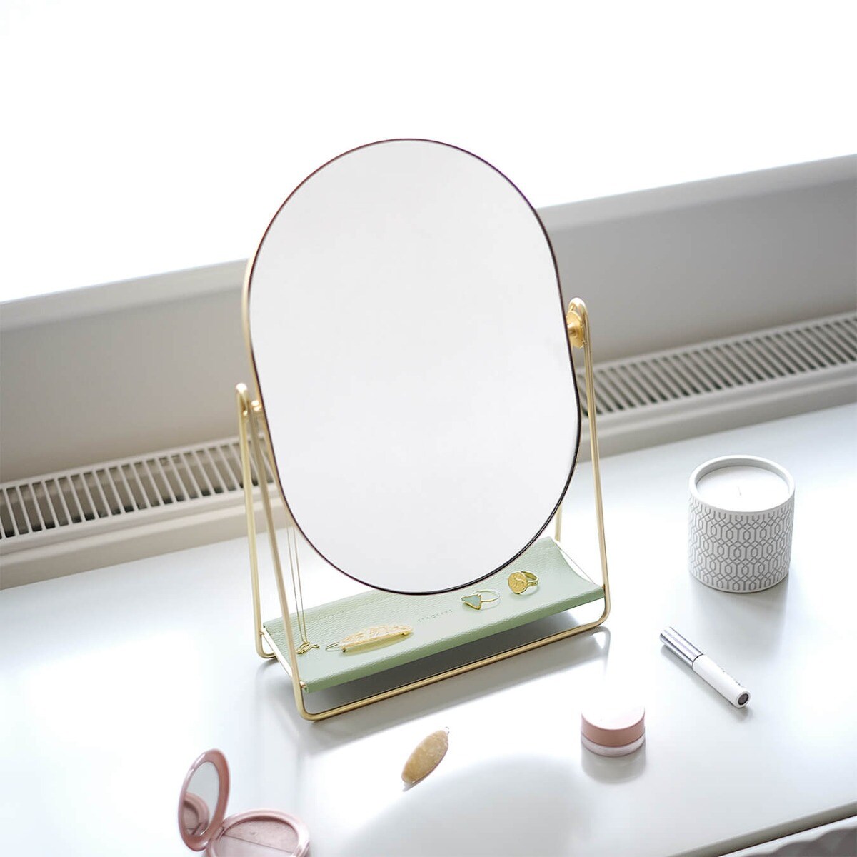 Lusterko Stackers zielono-złote z organizerem na biżuterię