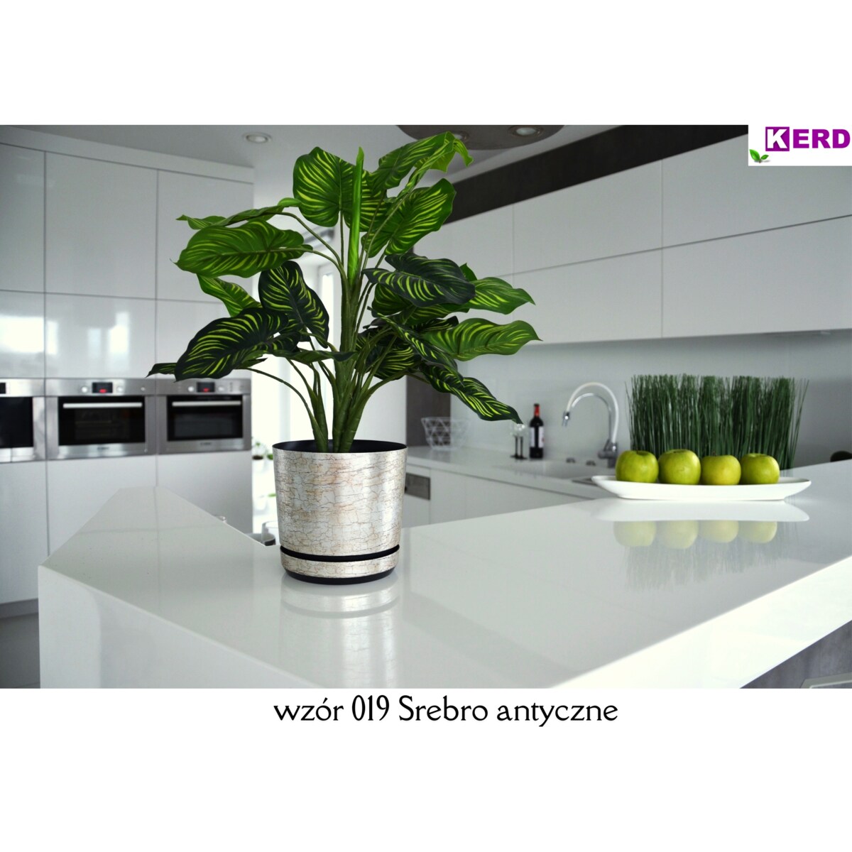 21 cm wzór ANTYCZNE SREBRO Doniczka z podstawką klasyczna rustykalna starożytna