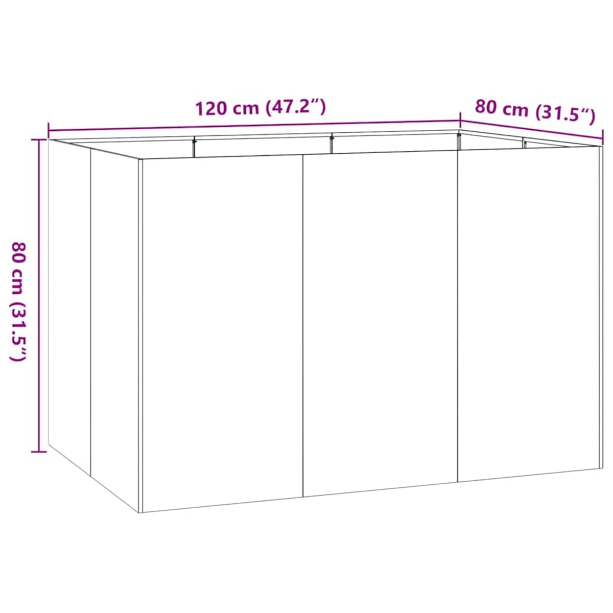 vidaXL Doniczka Antracyt 120x80x80 cm Stal