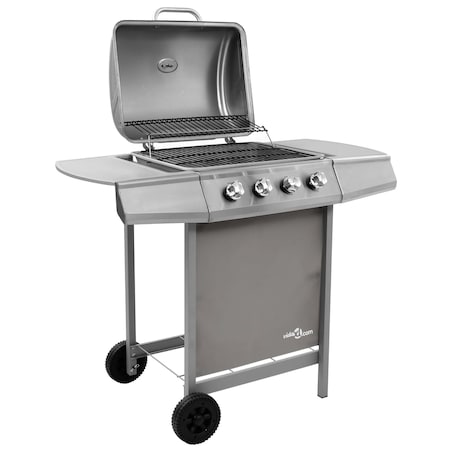 vidaXL Grill gazowy z 4 palnikami, srebrny