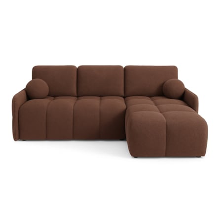 Narożnik MONO z funkcją spania i ozdobnymi poduszkami prawy, ceglasty