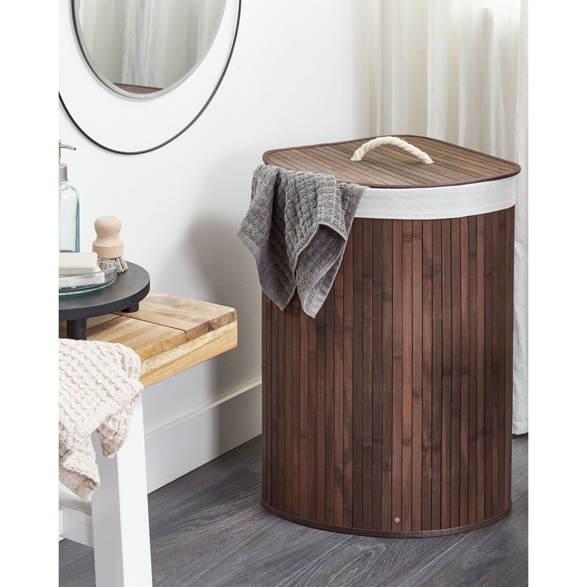 Kosz bambusowy z pokrywą ciemne drewno MATARA