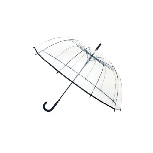 Długi parasol przezroczysty 12 żeber, czarna bordiura