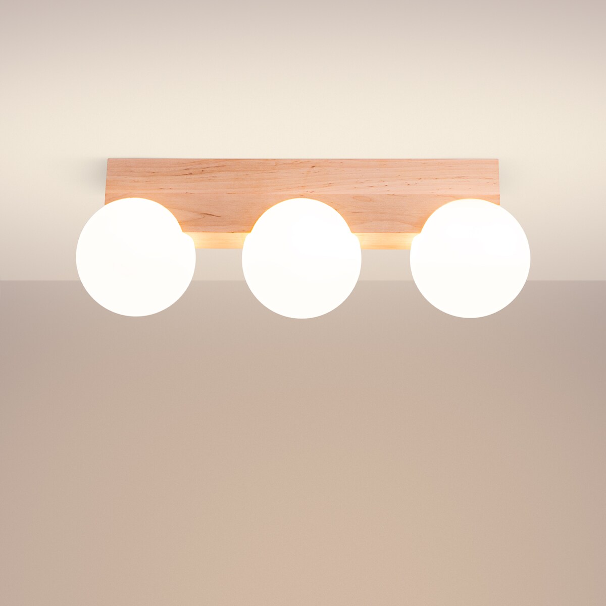 Plafon BULBO 3 naturalne drewno