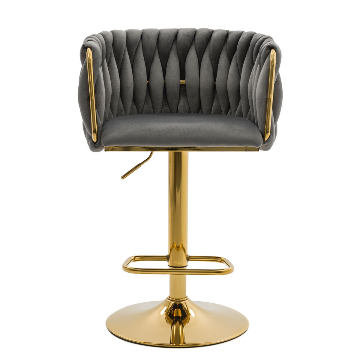 Hoker do kuchni krzesło regulowane do jadalni plecione oparcie ROSA GOLD