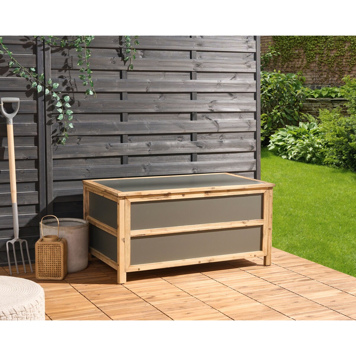 Skrzynia ogrodowa ACATE Beton 121 cm 72 cm Szary