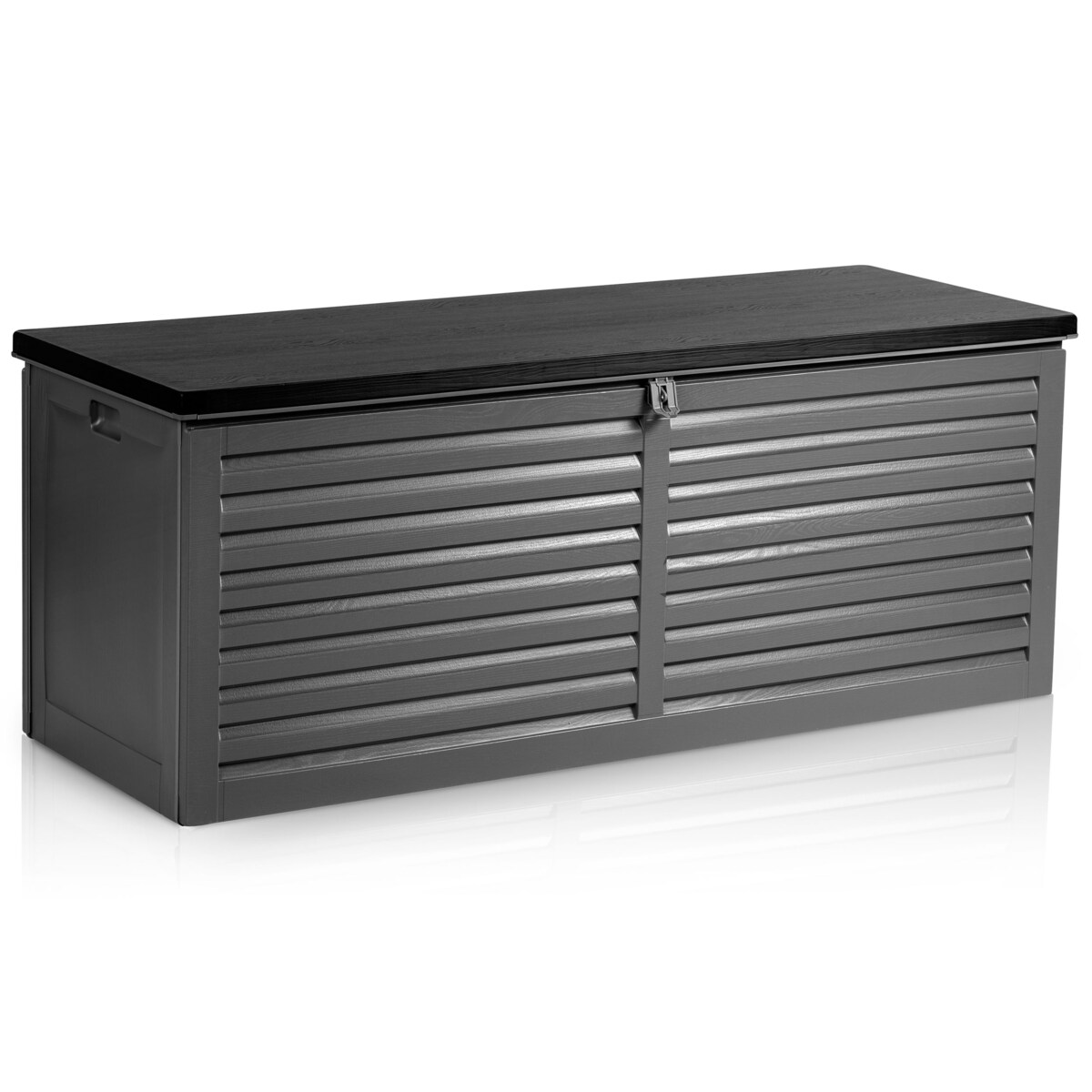 Skrzynia ogrodowa balkonowa 143x57x53,5 cm 390 litrów czarno-szara Plonos