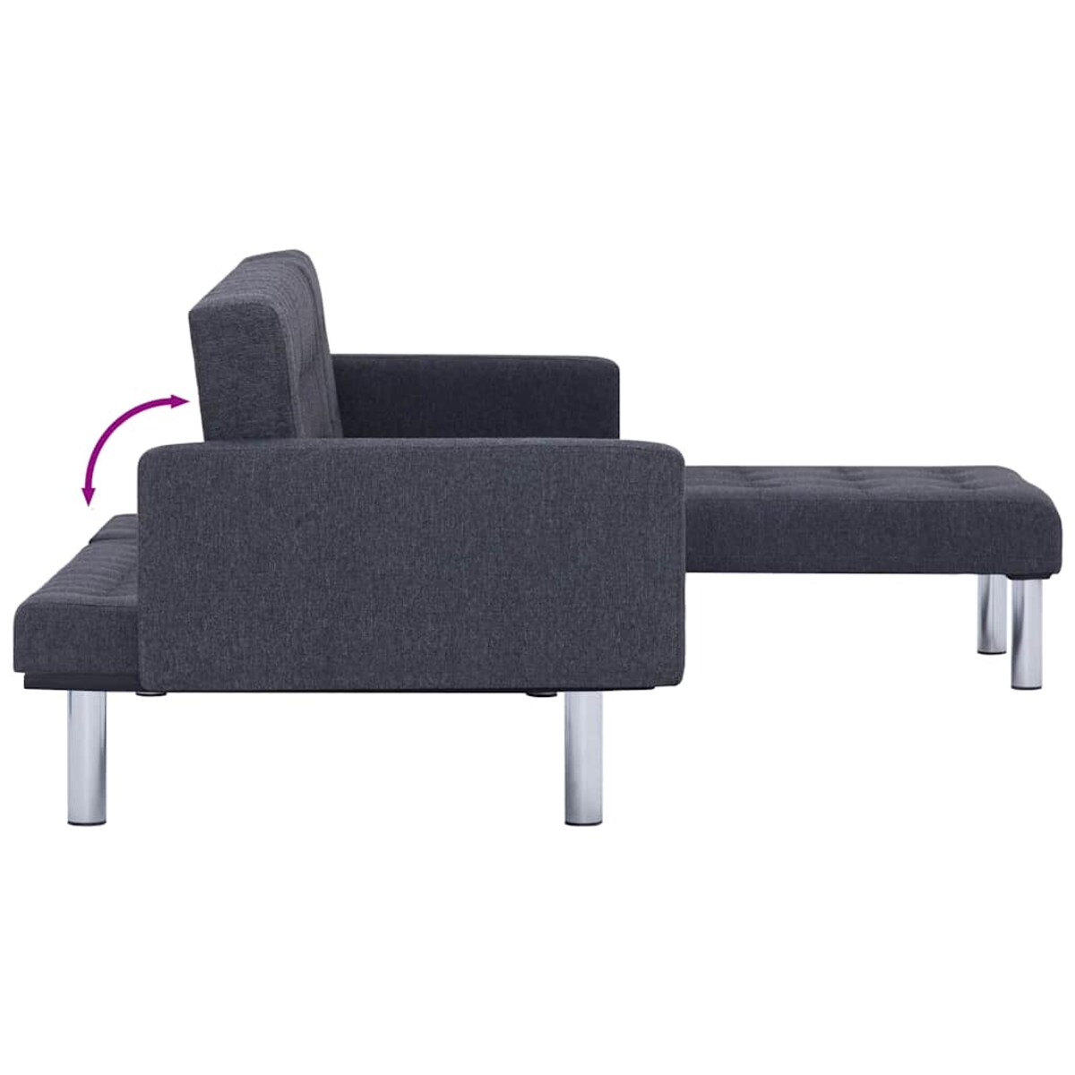 vidaXL Sofa w kształcie litery L z funkcją spania Ciemnoszary poliester