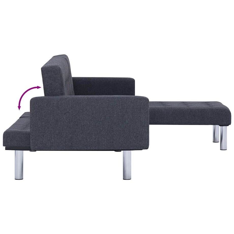 vidaXL Sofa w kształcie litery L z funkcją spania Ciemnoszary poliester