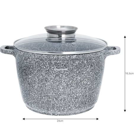 Garnek z powłoką marmurową marmurkowy szary indukcja gaz 6.2L 24cm KLAUSBERG