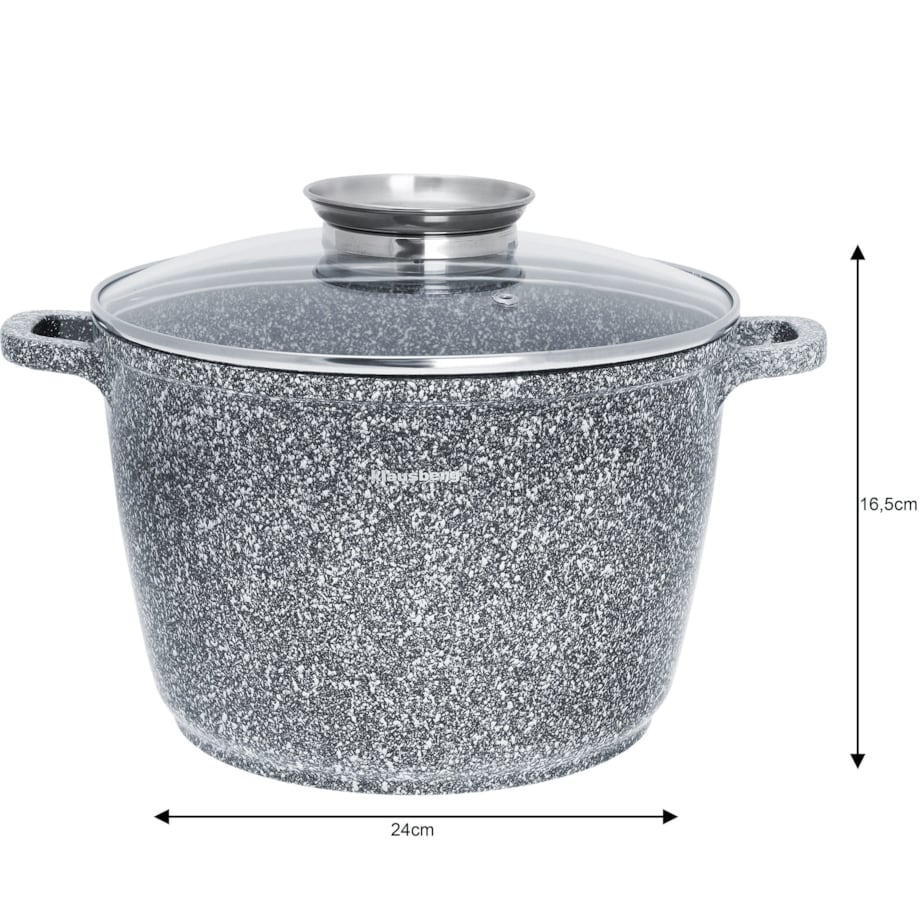 Garnek z powłoką marmurową marmurkowy szary indukcja gaz 6.2L 24cm KLAUSBERG