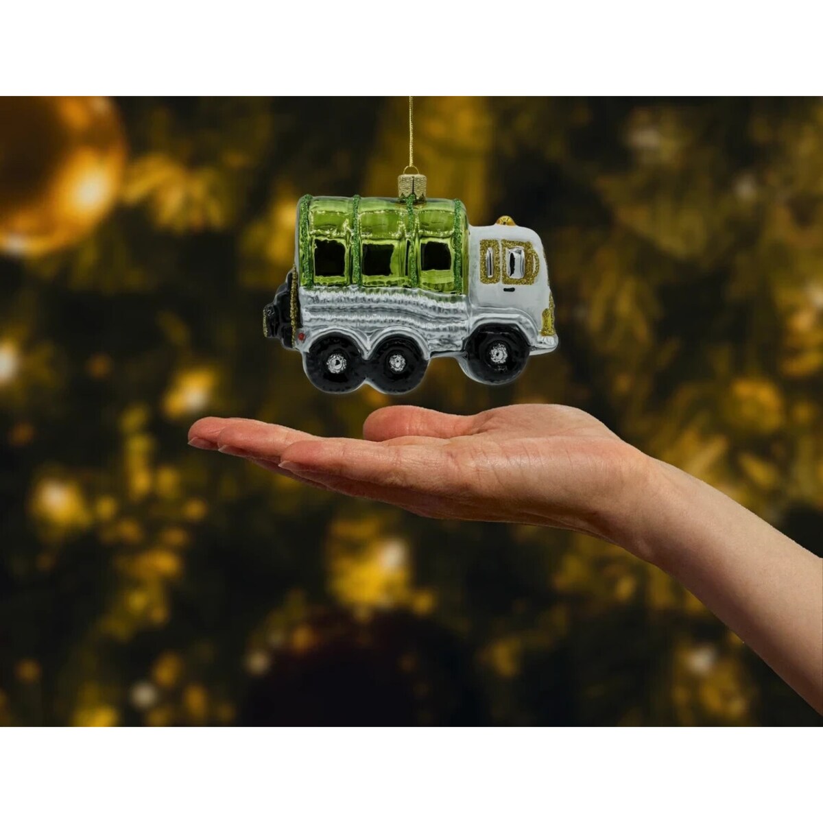 Bombka choinkowa ręcznie dekorowana ze szkła - Samochód biały