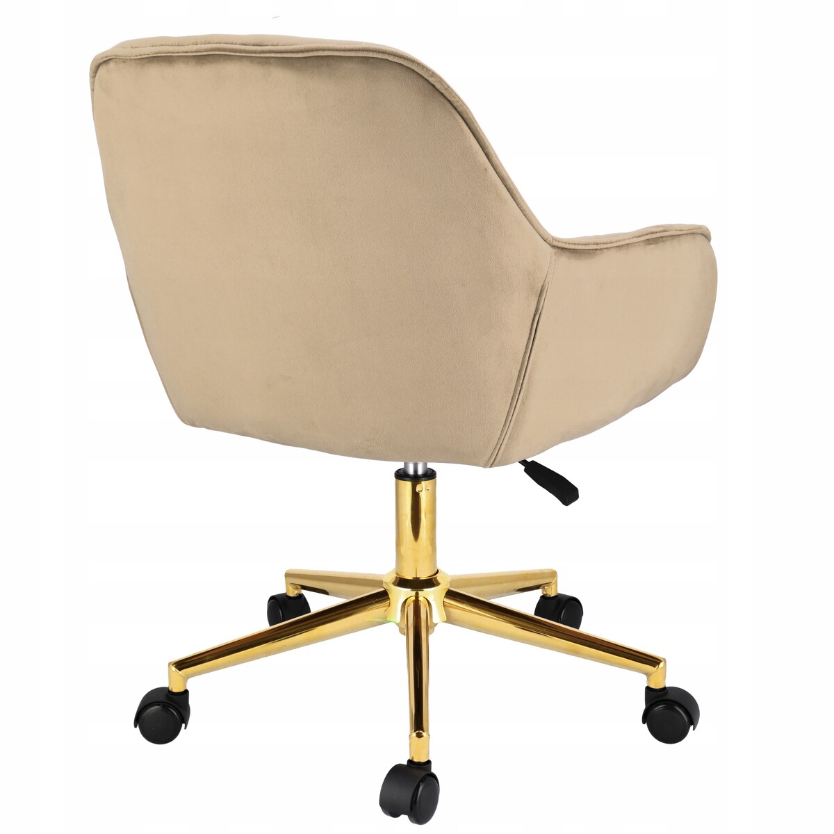 Fotel obrotowy welurowy LARGO beżowy na złotej stopie