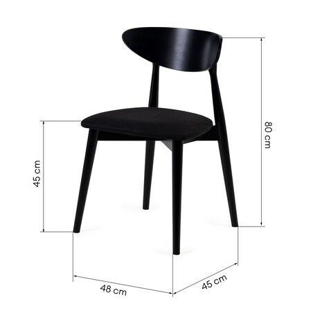 Krzesło drewniane do jadalni 80x45x45 cm czarne OLBIA