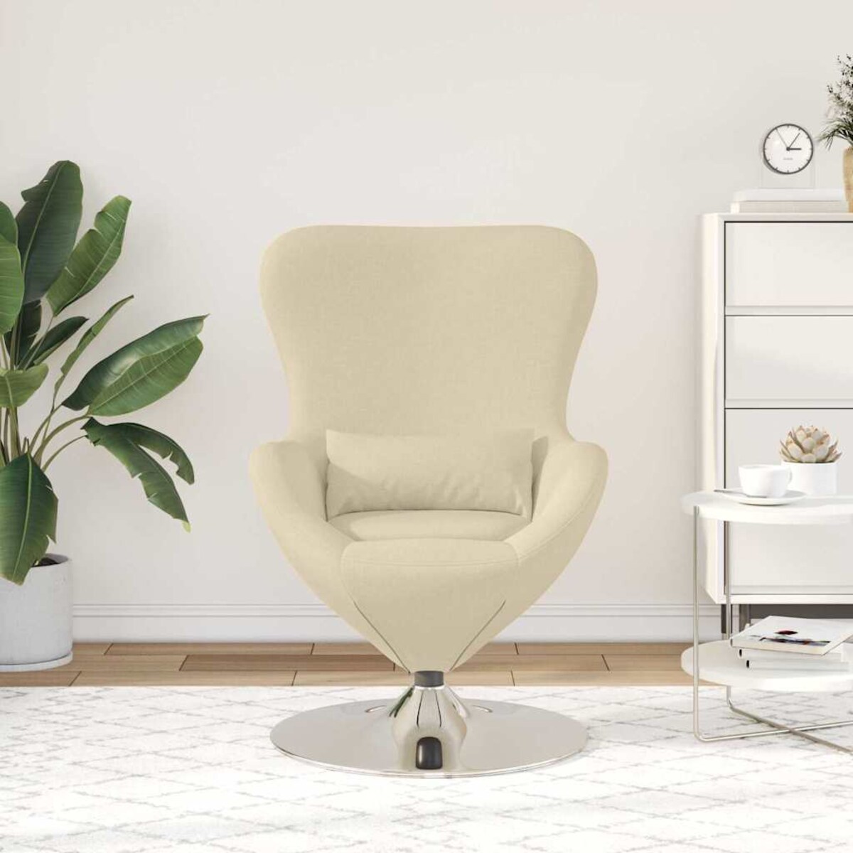 vidaXL Fotel jajo Kremowy 63 x 73 x 90 cm tkanina