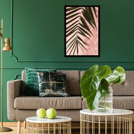 Poster Story, Plakat, Obraz - Zielona Palma na Różowym Tle, wymiary 70 x 100 cm
