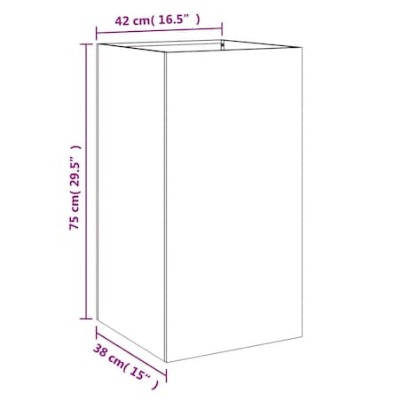 vidaXL Donica, czarna, 42x38x75 cm, stal