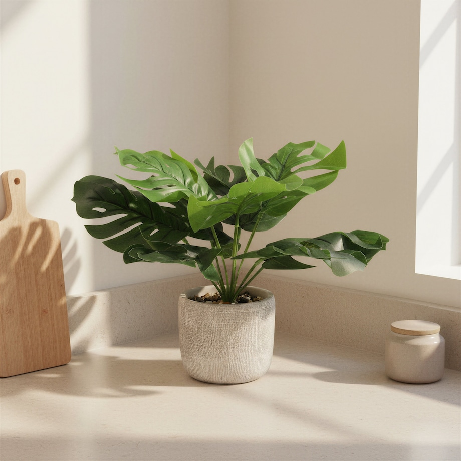 Sztuczny kwiat JAK ŻYWY do wazonu MONSTERA dekoracja roślina ZIELONA