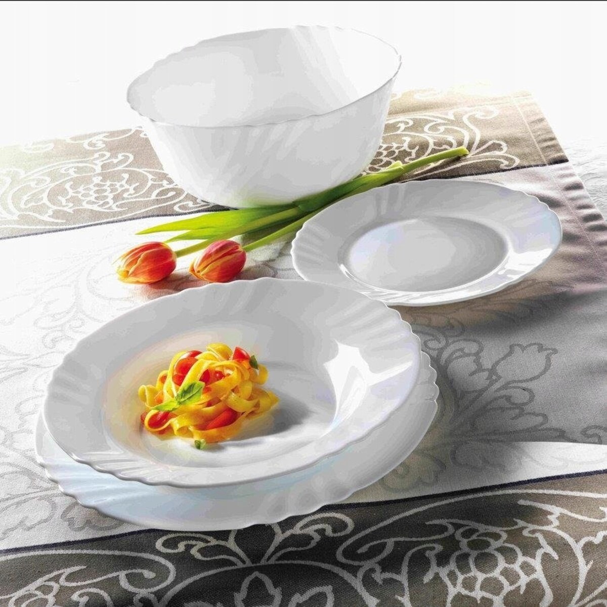 TALERZE DESEROWE EBRO bormioli 20 cm BIAŁE na ciasto desery święta 6szt