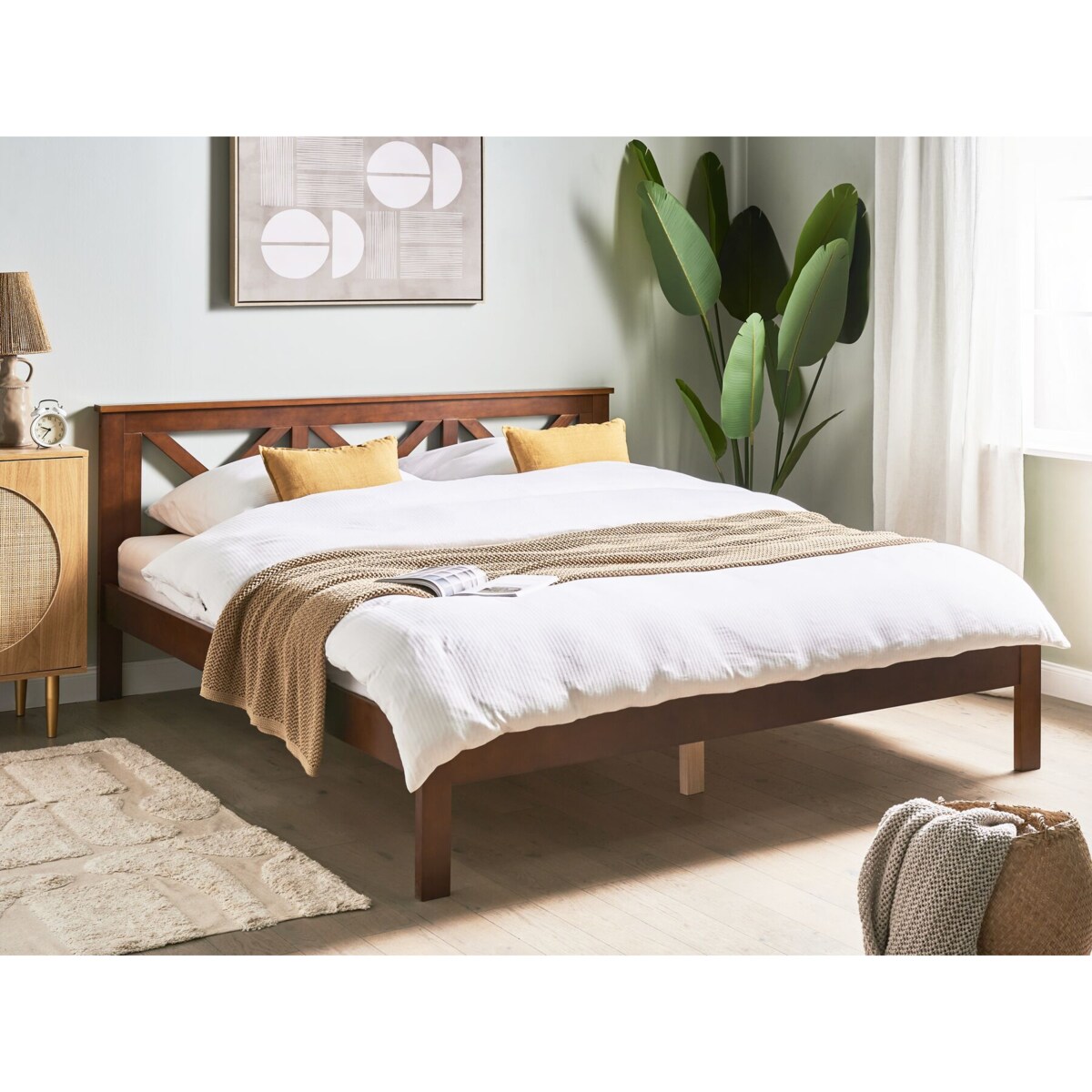 Łóżko drewniane 180 x 200 cm ciemne TANNAY