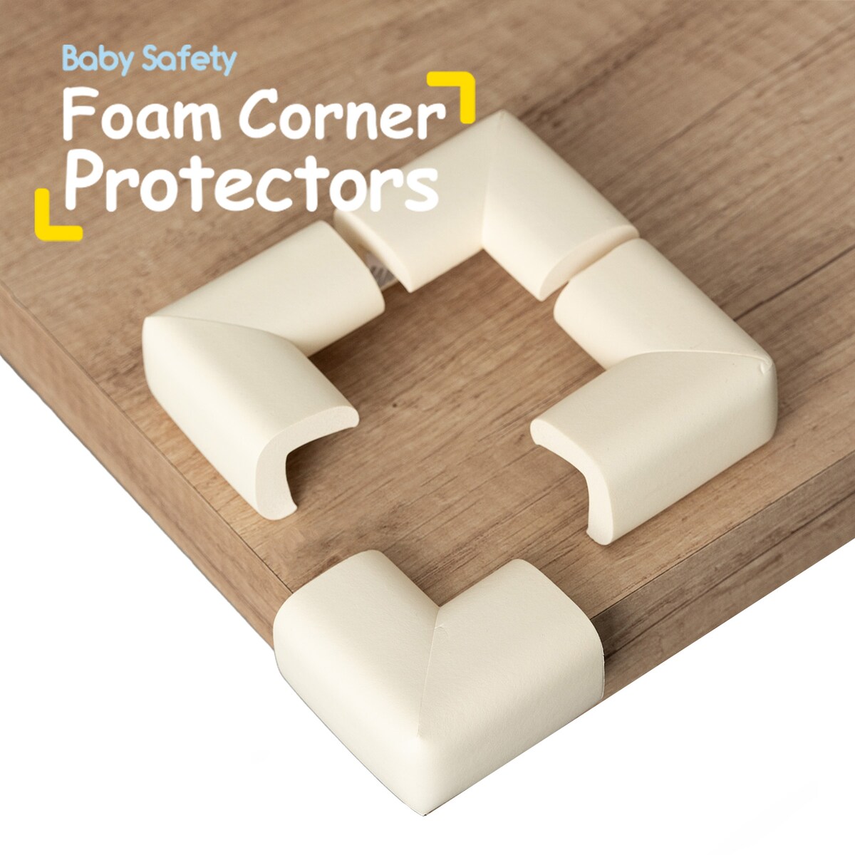 piankowe narożniki zabezpieczające meble, sipo, zestaw 4 sztuk, kremowe