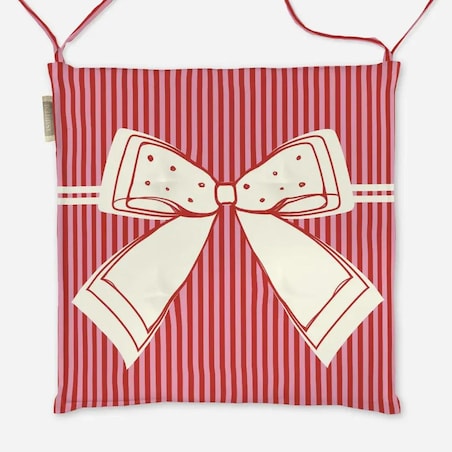 Poduszka świąteczna na krzesło - Kokardka - czerwone paski
