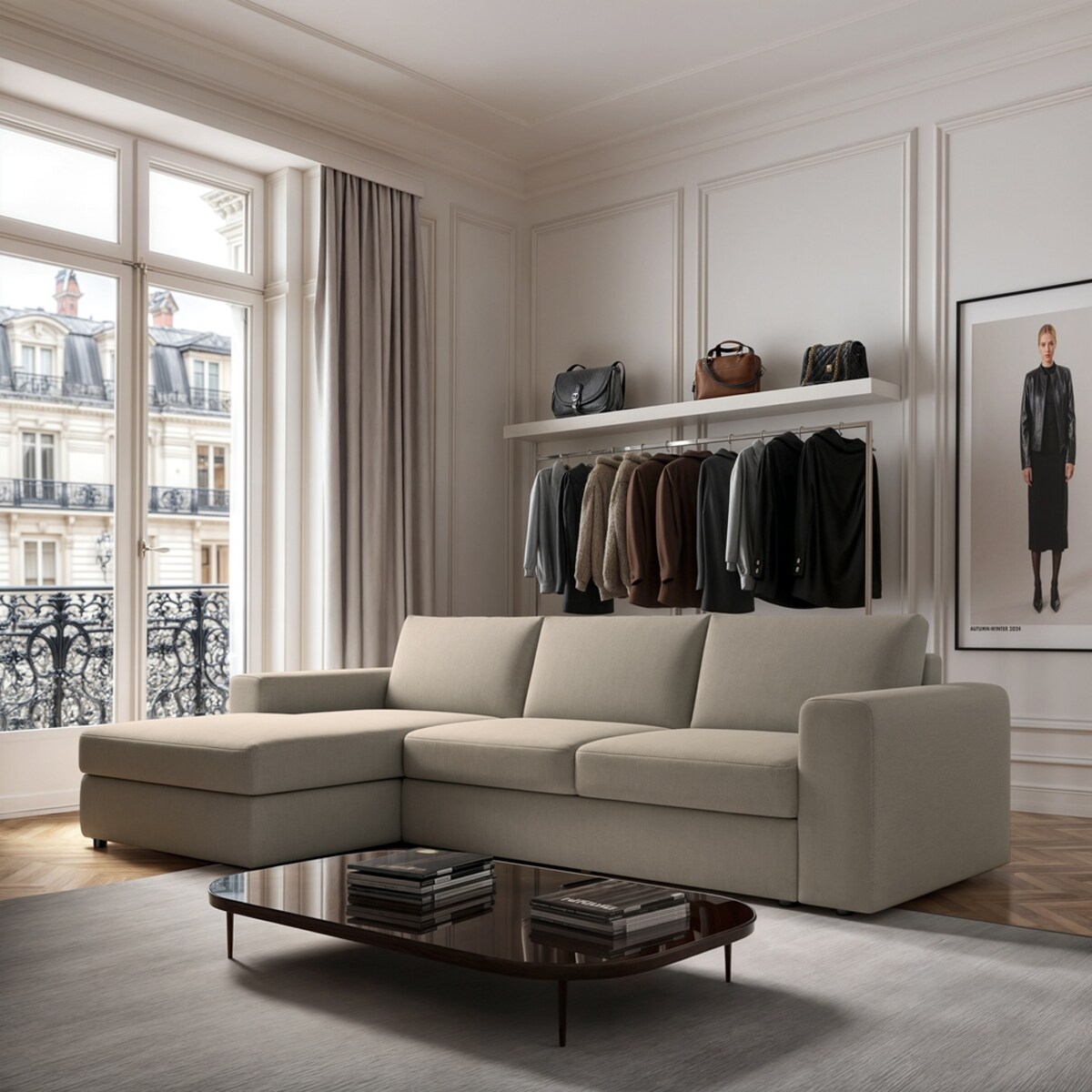 Sofa narożna lewa Baga XL beżowa