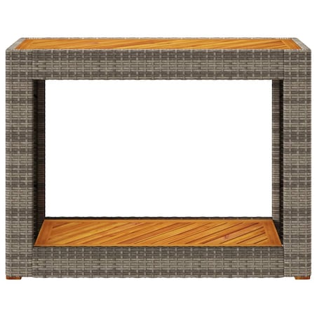 vidaXL Stolik ogrodowy z drewnianym blatem, szary, 100x40x75 cm