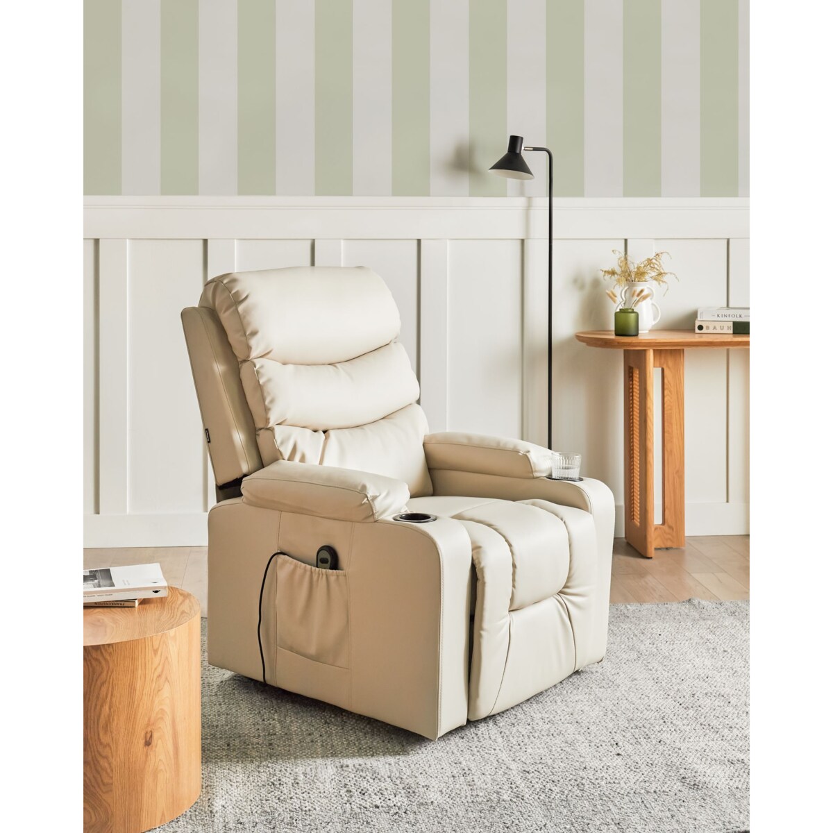 Elektryczny fotel rozkładany ETER Ekoskóra Beżowy